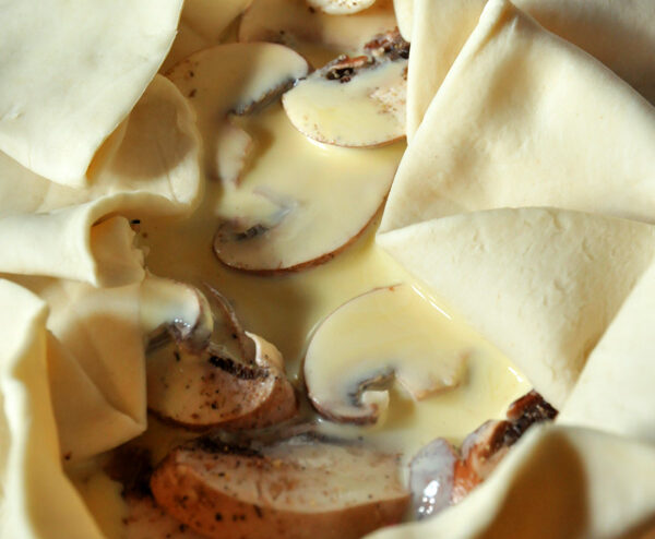 Tourte au boudin et au champignons