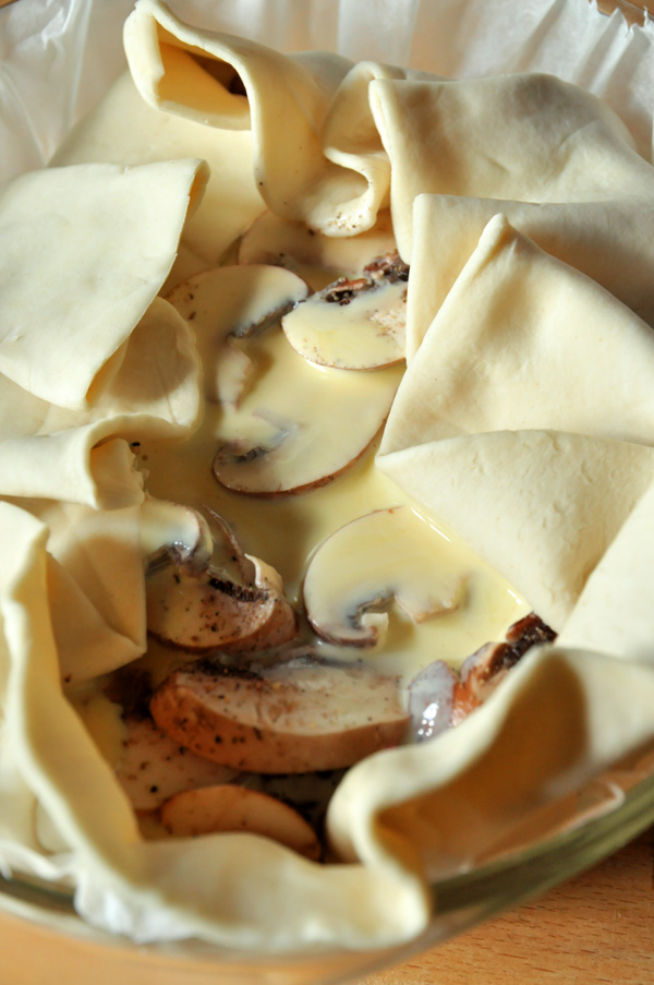Tourte au boudin et au champignons