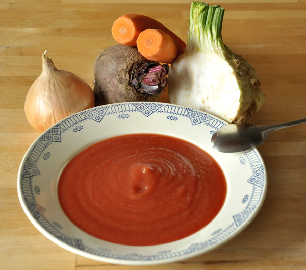 Velouté de céleri-carotte-betterave