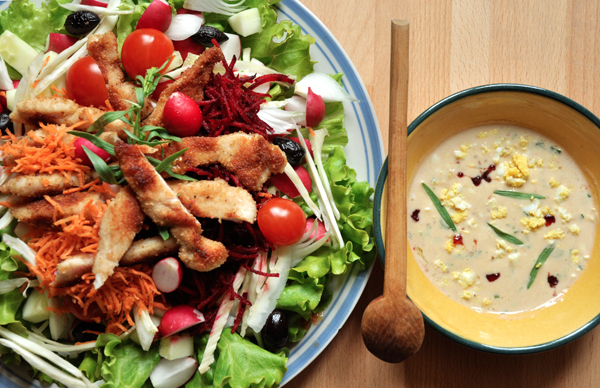 Salade crudités-poulet