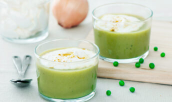 Crème de petits pois au curry