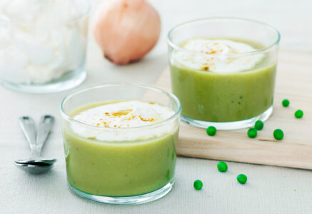 Crème de petits pois au curry