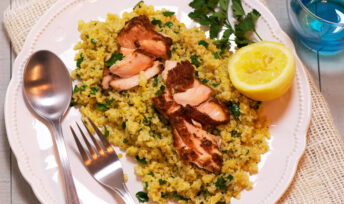 Saumon épicé et boulgour citronné