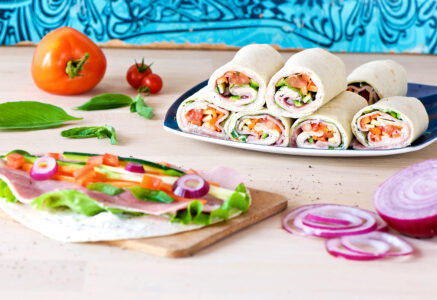 Wraps au jambon et crudités