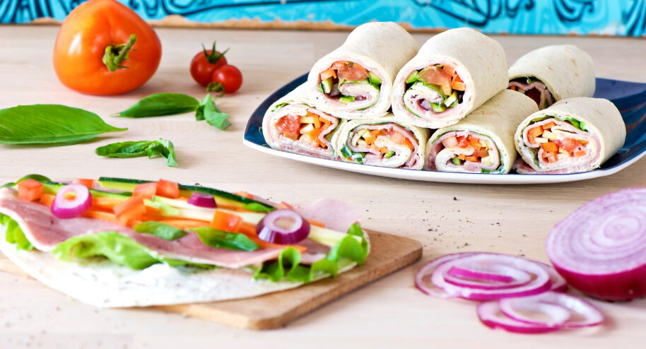 Wraps au jambon et crudités