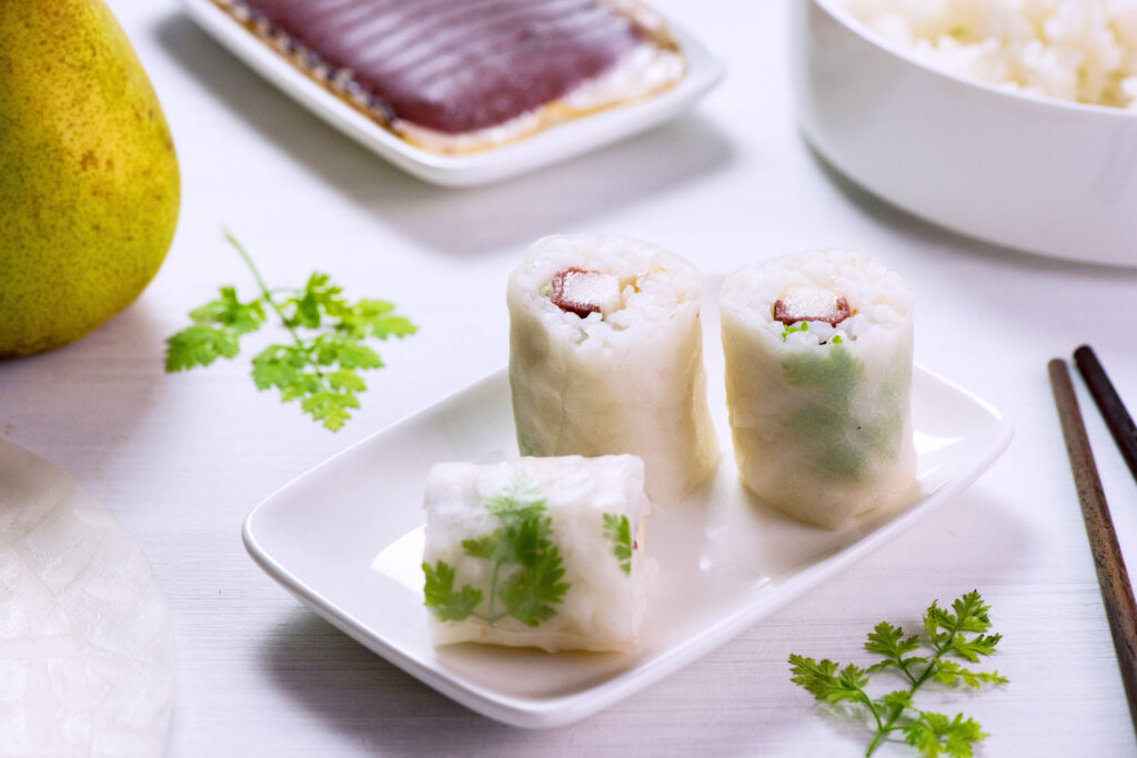 Makis au magret de canard fumé et poire