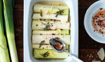 Poireaux braisés en vinaigrette