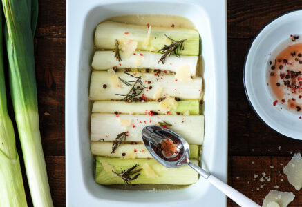 Poireaux braisés en vinaigrette