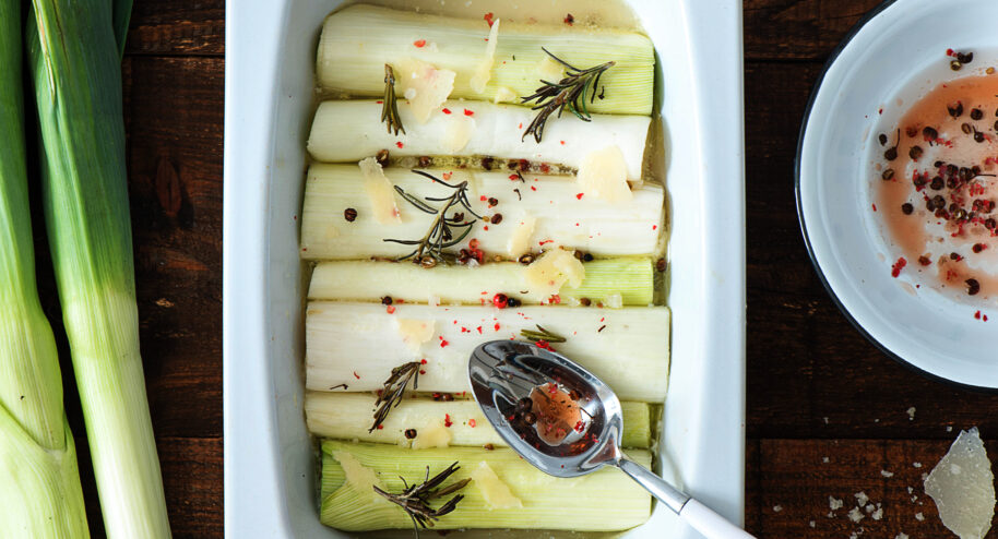 Poireaux braisés en vinaigrette