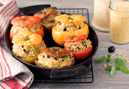 Tomates farcies au millet et au quinoa (vegan)
