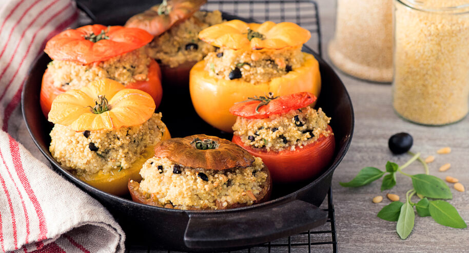 Tomates farcies au millet et au quinoa (vegan)
