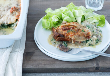 Lasagnes aux champignons et aux épinards