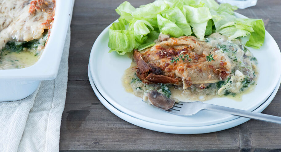 Lasagnes aux champignons et aux épinards