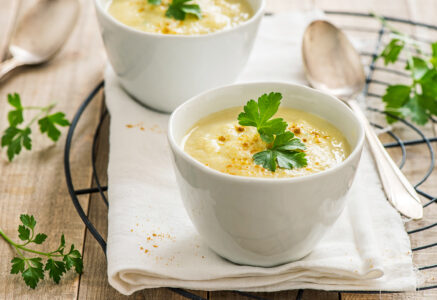 Velouté de poireau, céleri rave et persil