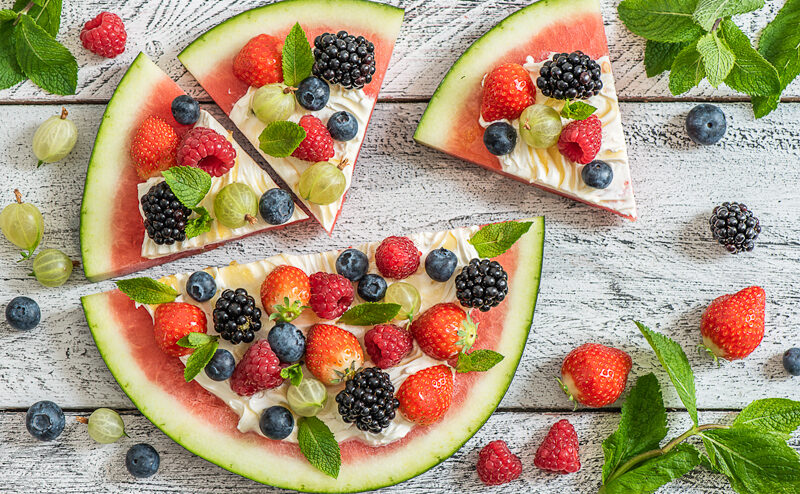 Pizza pastèque aux fruits - DR. Mon Quotidien Autrement - E. Montuclard