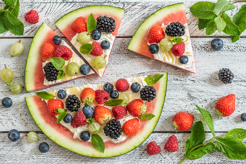 Pizza pastèque aux fruits - DR. Mon Quotidien Autrement - E. Montuclard