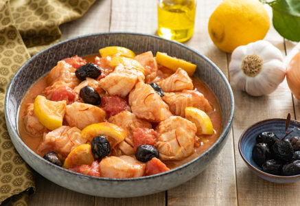 Tajine de cabillaud au citron et olives