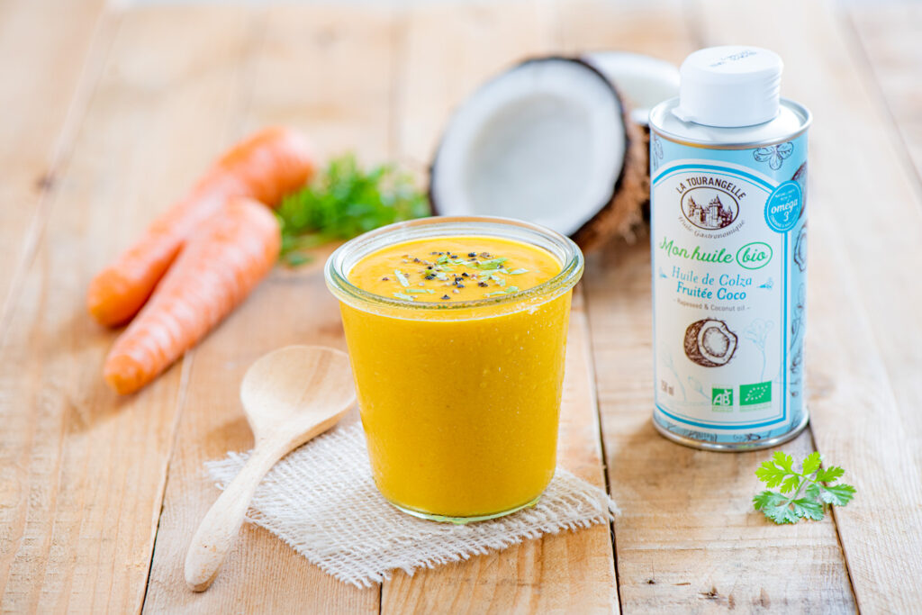 Gaspacho carottes et huile fruitée coco bio - DR Mon Quotidien Autrement - E. Montuclard