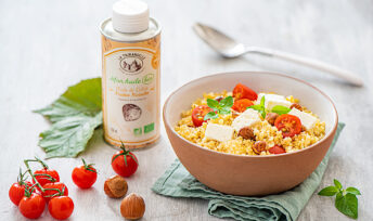 Salade de Boulghour, féta, tomate, noisette et huile fruitée noisette bio - DR Mon Quotidien Autrement - E. Montuclard