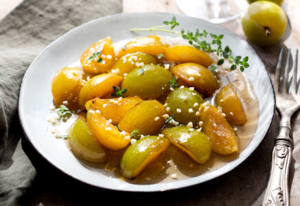 Salade de reines-claudes au sirop