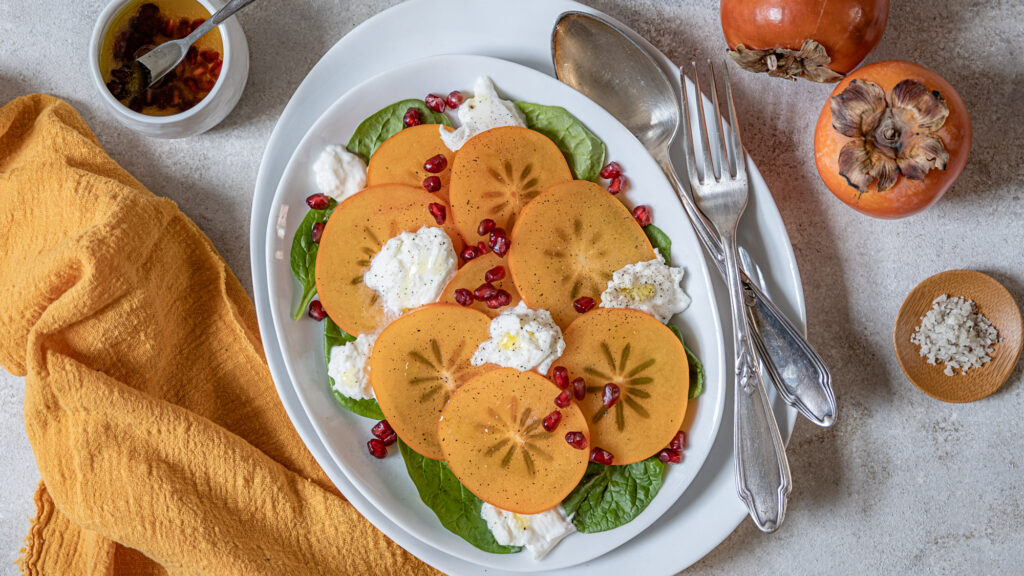 Salade de kaki et mozzarella - DR Mon Quotidien Autrement - © E. Montuclard