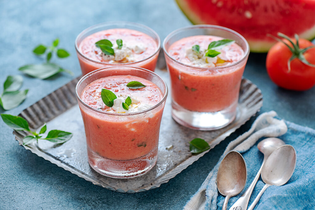 Gaspacho de pastèque, tomate et basilic - MonQuotidien Autrement - ©E. Montuclard
