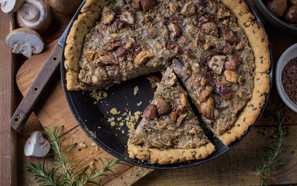 Tarte aux champignons et châtaignes vegan - Mon Quotidien Autrement - ©E. Montuclard