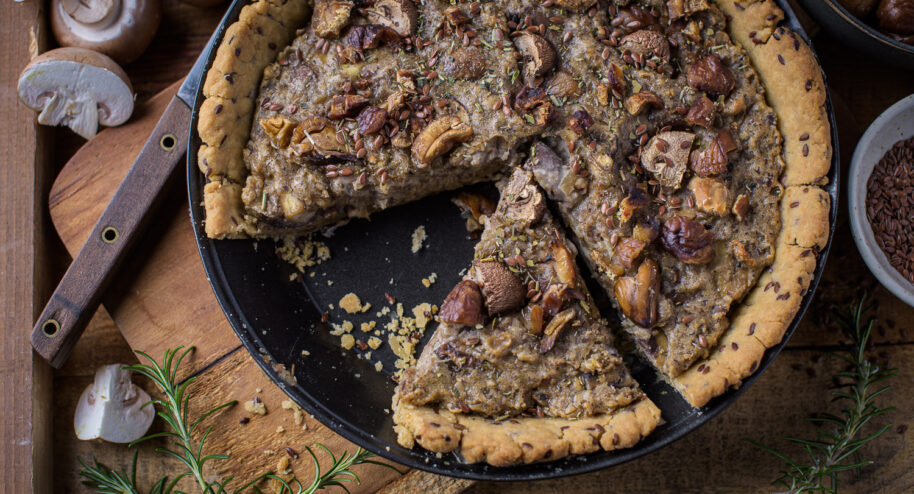 Tarte aux champignons et châtaignes vegan - Mon Quotidien Autrement - ©E. Montuclard