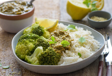 Pesto au chanvre, riz et brocoli