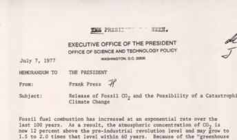 Dès 1977, le président américain Jimmy Carter était alerté sur la crise climatique à venir © Guardian Media Group / document déclassifié