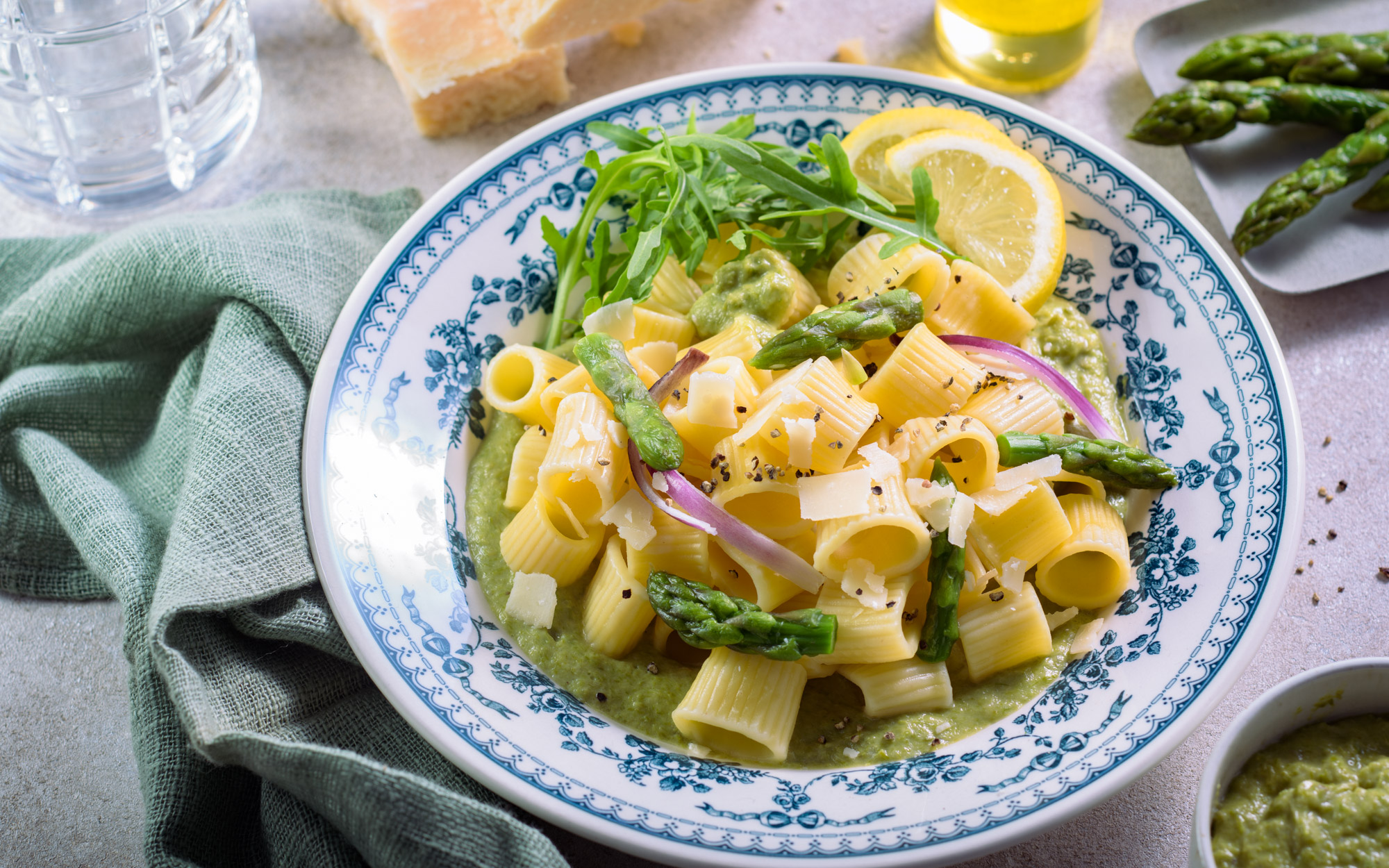 Pâtes à la crème d'asperges vertes - La Bouscule