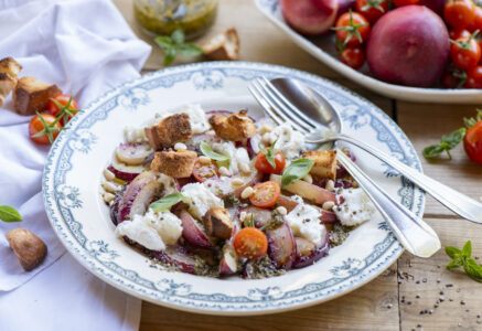 Salade de nectarines rôties et burrata
