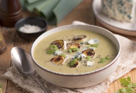 Soupe de poireau au bleu d’Auvergne