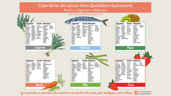 Notre calendrier des fruits, légumes et poissons de saison