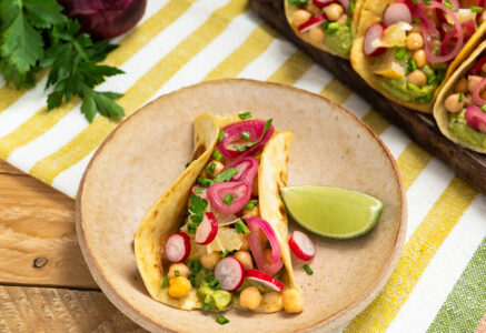 Recette de tacos végétariens très goûteux aux pois chiches, citron confit et guacamole