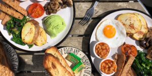 Un petit-déjeuner anglais végétarien, à Brighton