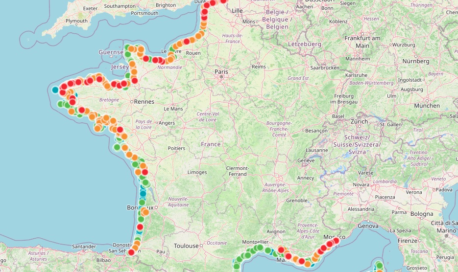 Pollution des plages : avec cette carte interactive, vérifiez si votre eau de baignade est polluée / Crédit : capture écran La Belle Plage
