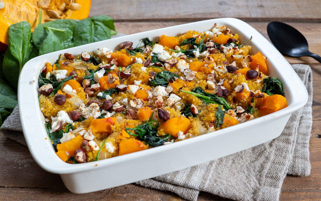 Recette de gratin de quinoa au potimarron, un gratin "doudou', gourmand, réconfortant et bien équilibré sur le plan nutritionnel - La Bouscule - ©S.LACROIX