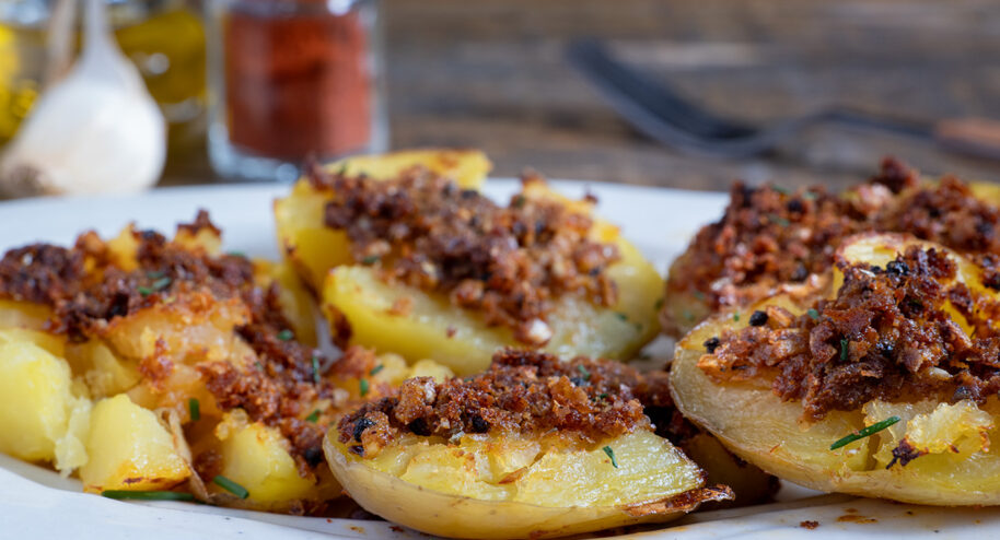 Recette de pommes de terres écrasées aux épices. Tellement croustillantes et savoureuses ! - La Bouscule - ©S.LACROIX